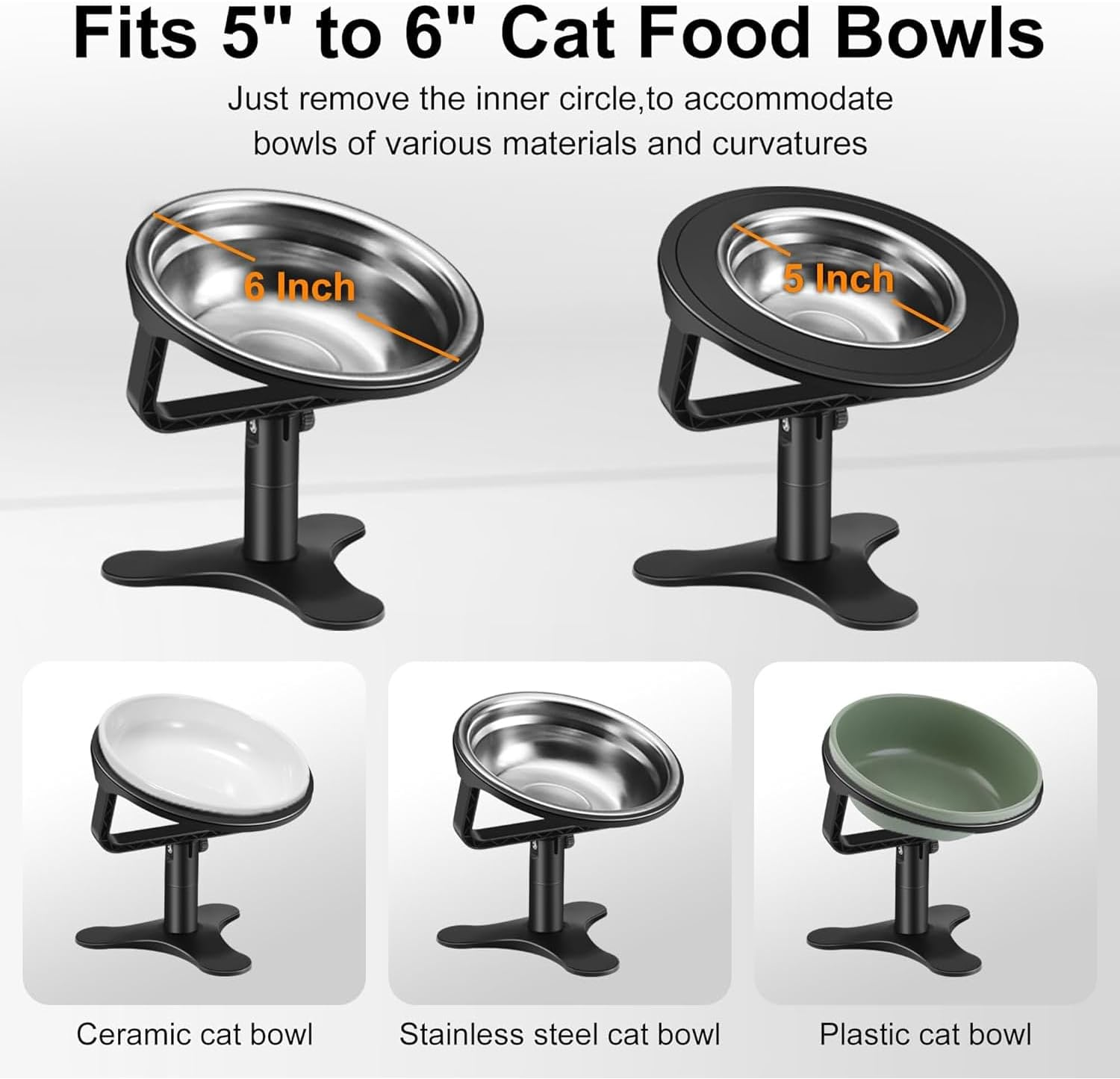Adjustable Raised Cat Food Bowl - Tilted Design for Cats - PRENDIEEN Elevated Cat Food Water Bowl for Improved Digestion and Comfort (1-Pack) image number 1