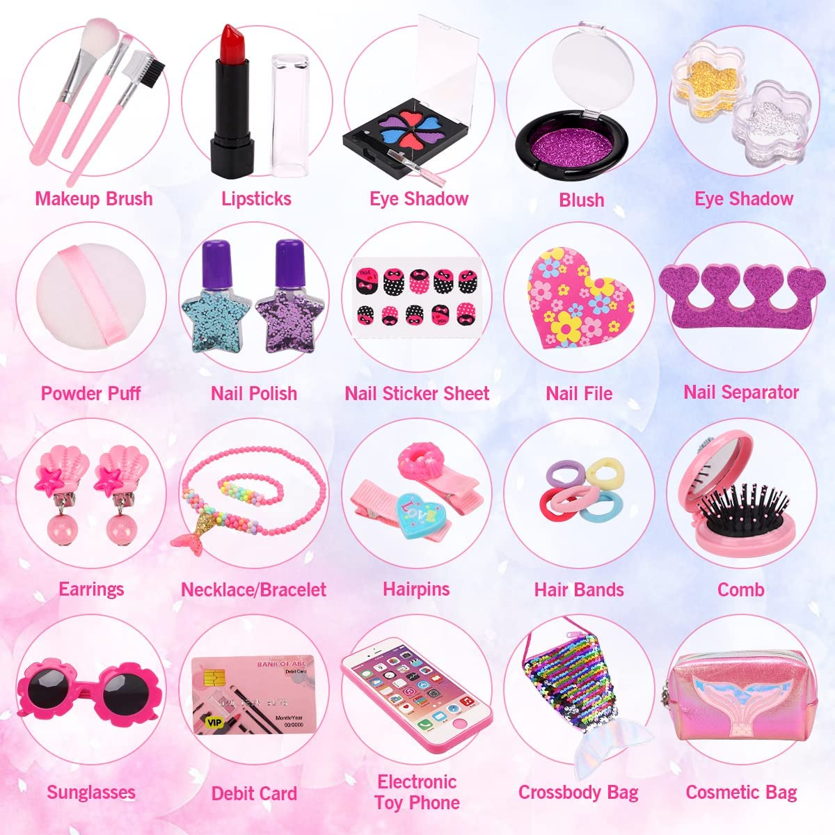 REMOKING 31 PCS Kids Makeup Toy Kit for Girls, Fake Makeup Set Toy W/Toddler Purse,Handbag, Toy Phone,Cosmetics Accessories,Pretend Play Beauty Set,Birthday Toy 3 4 5 6 7 8 Years Old Kids image number 1