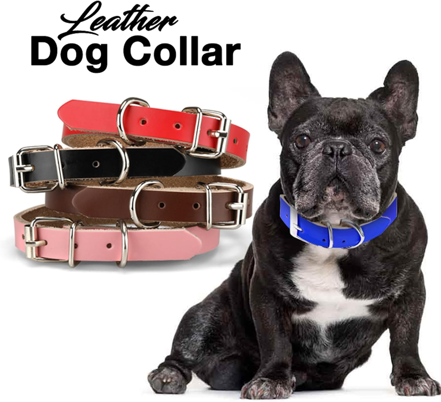 Genuine Leather Dog Collar, Classic Soft Padded Stylish Breathable Pet Collar for Small Medium Large Dogs, Cat, and Puppy (Pink) (S) image number 4
