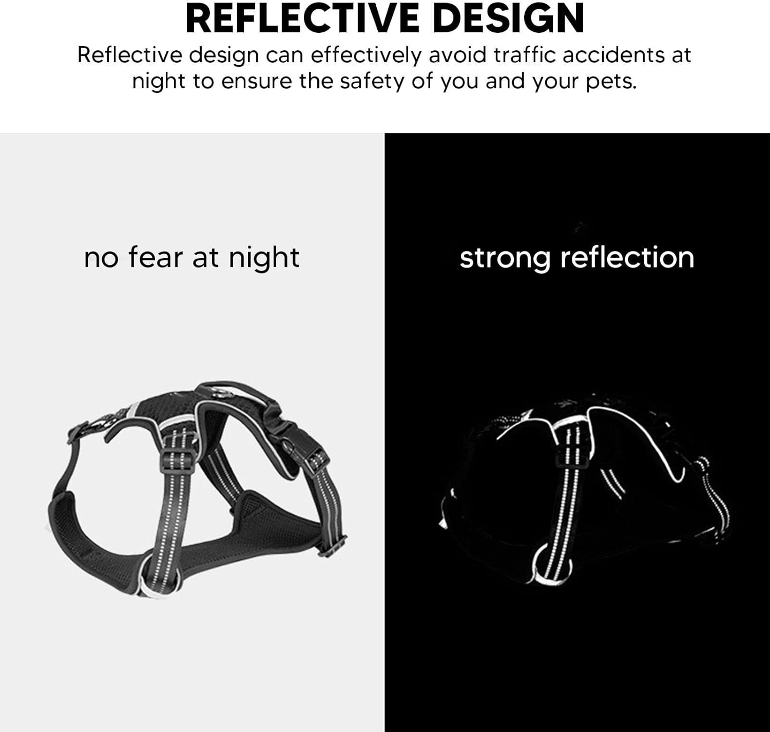 Dog Harness, Adjustable Breathable Reflective Dog Vest with Alloy Traction Buckle, No Pull Pet Chest Harness for Small Medium Large Dogs Outdoor Walking Training (S) image number 4