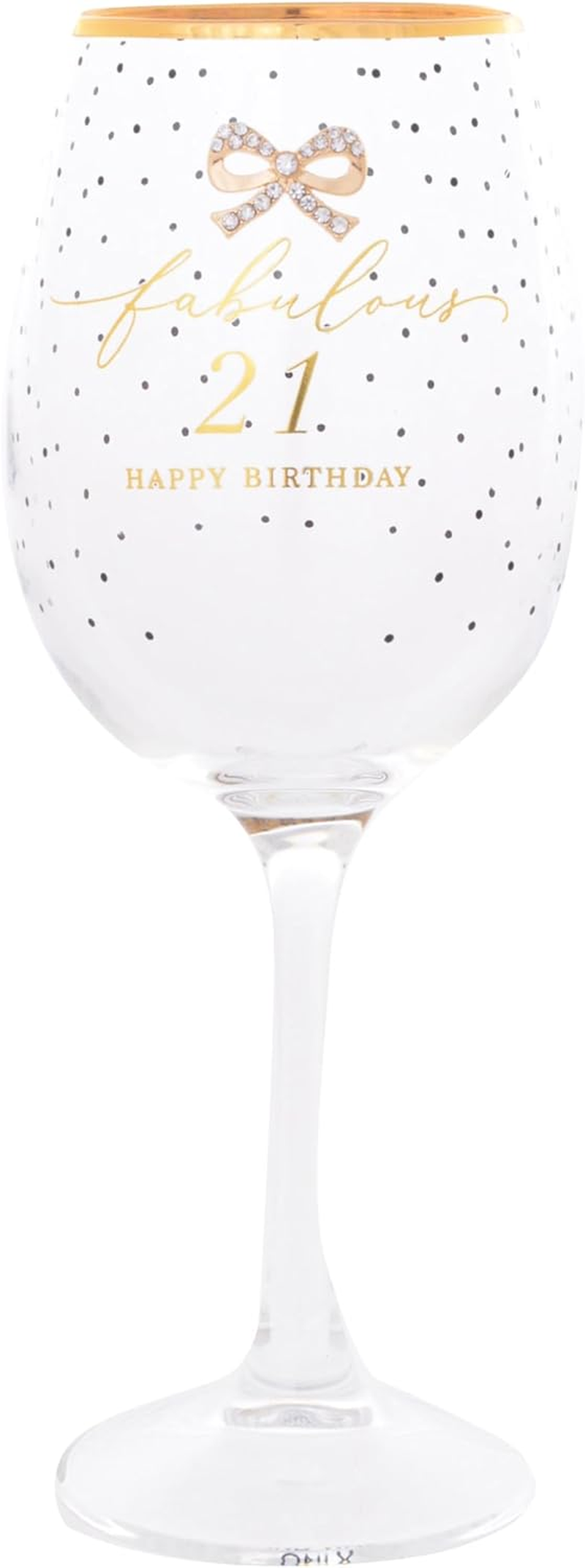Lesser & Pavey Gibson Gifts Jewelled 21St Wine Glass &mdash; Fabulous 21 Happy Birthday Glass with Gold Detailing & Matching Gift Box