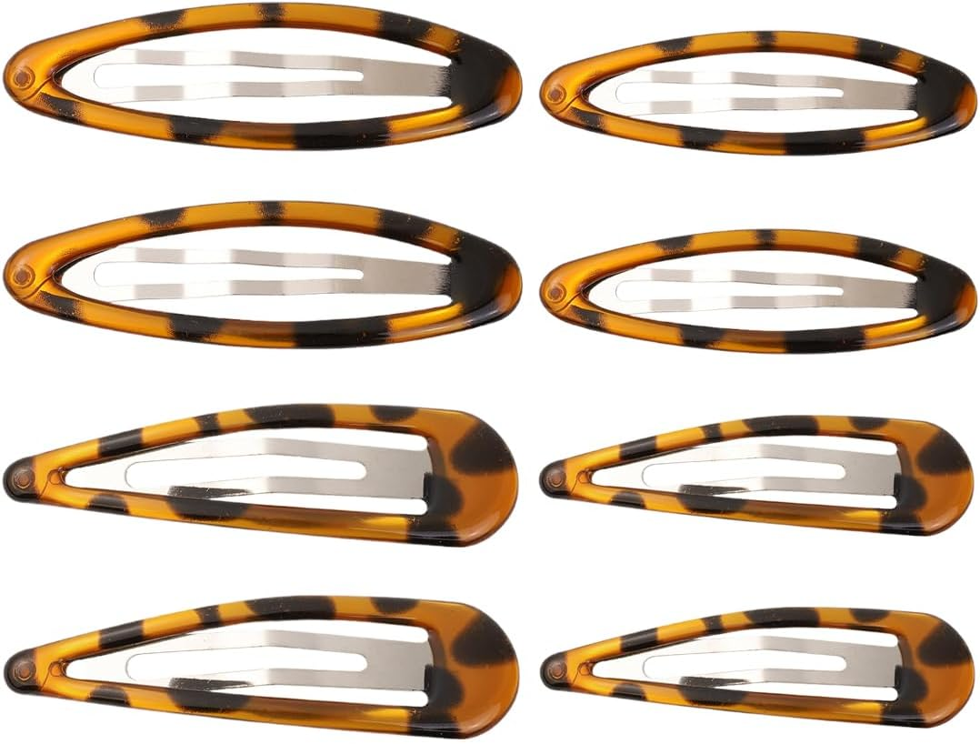 Women'S Thin Hair Clips, 8 Pieces, Metal Women'S Hair Clips, Non-Slip Hair Clip, French Tortoiseshell Look, Double Handle Snap image number 3