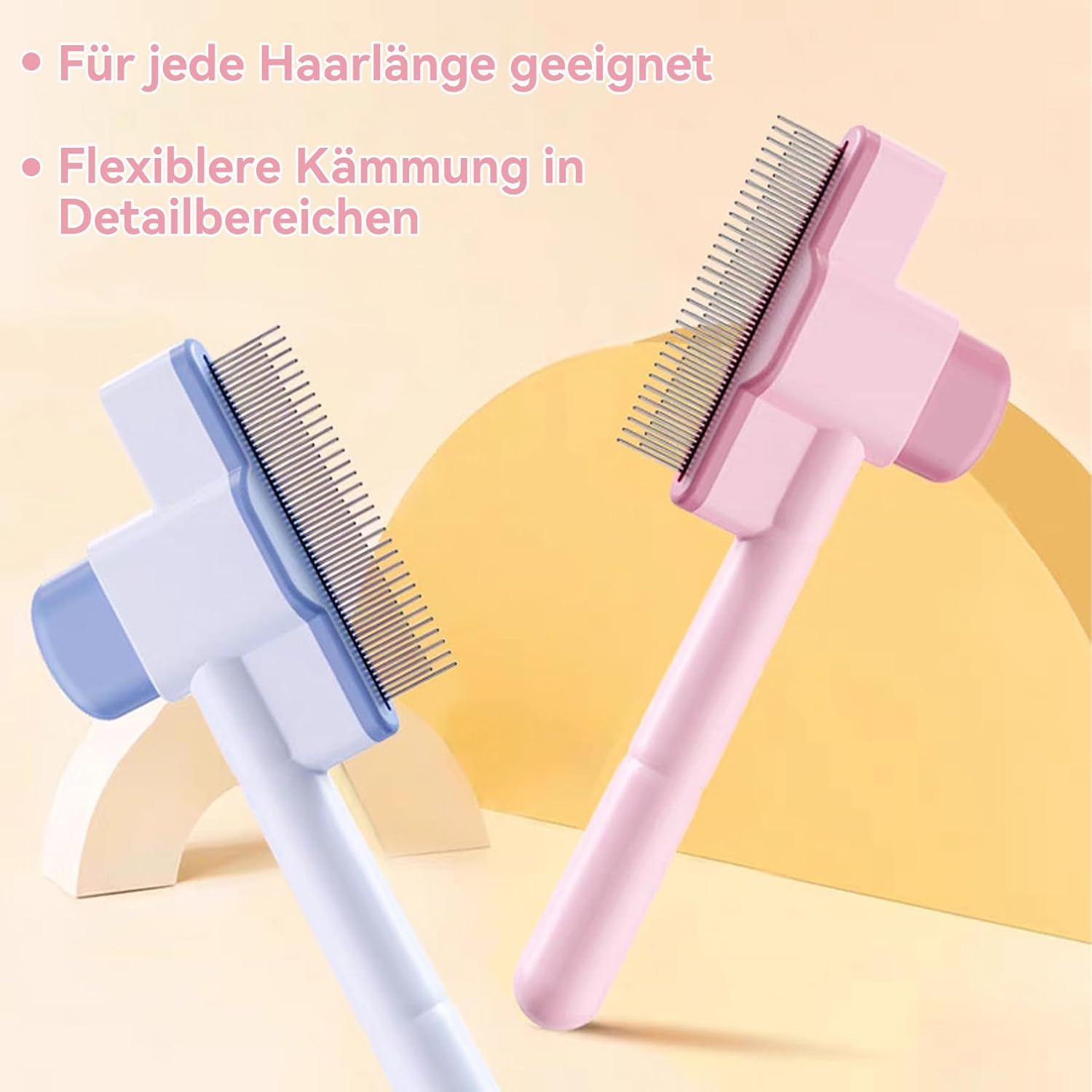 Xiciki Pack of 2 Fellblitz Cat Brush, Flea Comb for Cats, Fur Flash Brush for Long/Short Hair, Comb for Cats and Dogs image number 5