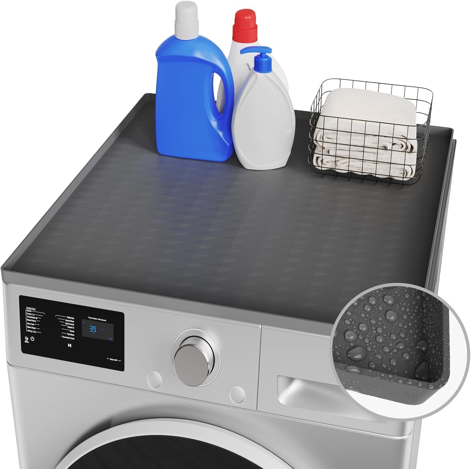 Washer and Dryer Top Protector Mat, 60 * 65Cm Silicone Rubber Mat for Laudry Machine & Dryer,Non Slip Heavy Duty Waterproof Washable Top Cover Pad for Home Kitchen Laundry Room