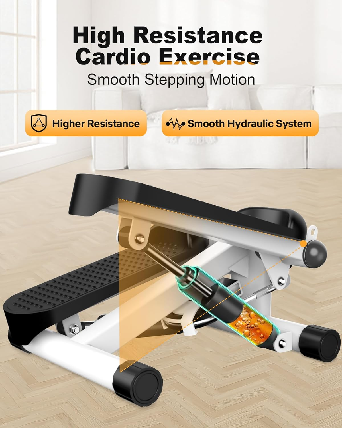 Yagud Steppers for Exercise at Home, Mini Stair Stepper with Resistance Bands, Portable under Desk Stepper Workout Step Machine 300 Lbs Weight Capacity image number 1