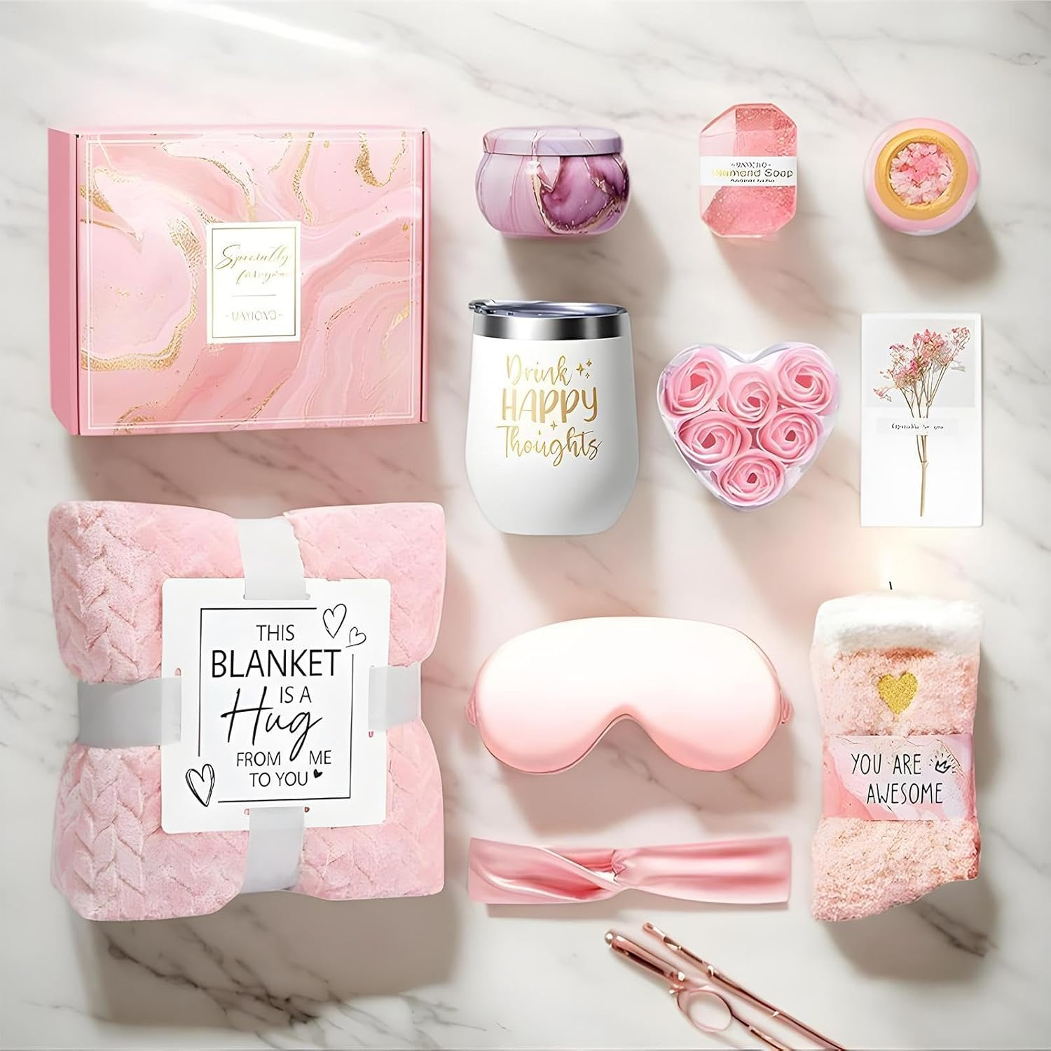 Self-Care Set for Women,Self-Care Spa Kit for Women | Luxury Wellness Box with Flannel Blanket for Mom Her Friends Sister Wife image number 1