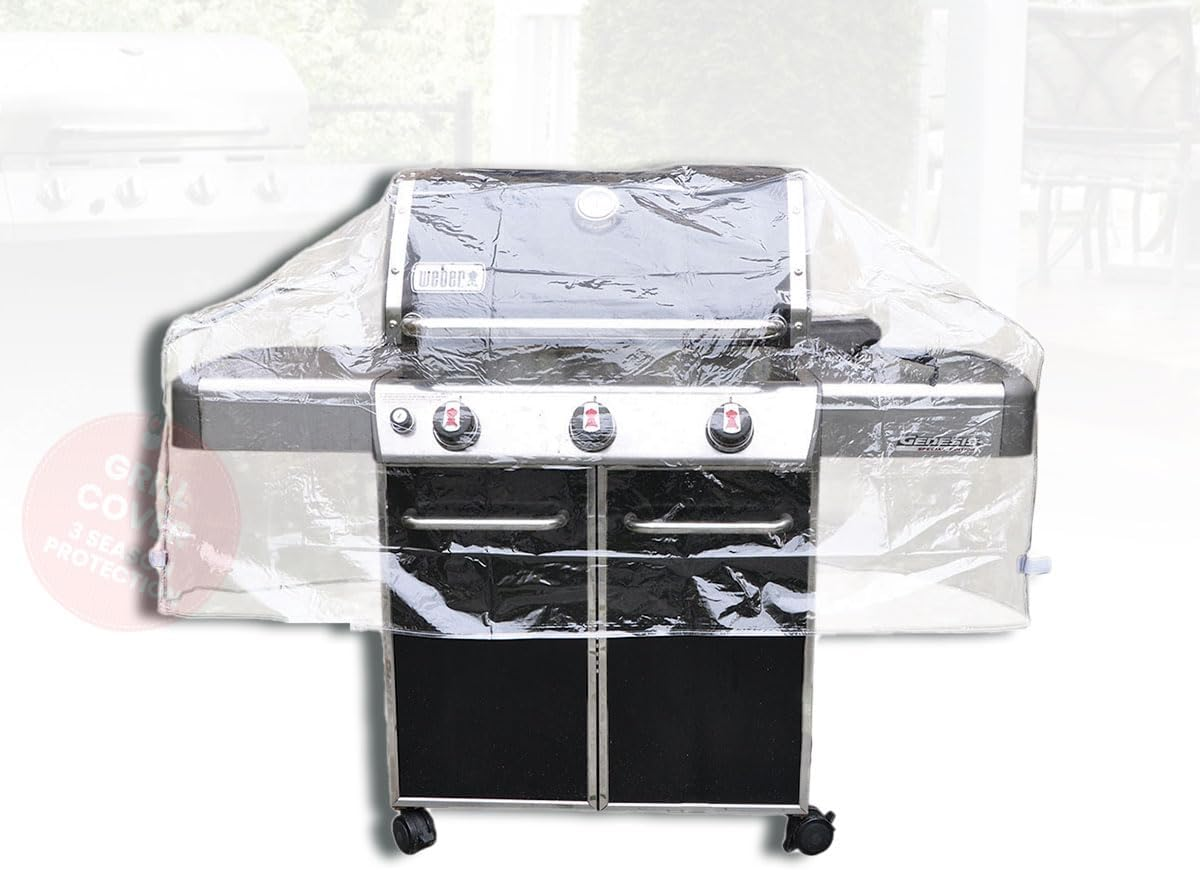 LAMINET Crystal Clear Heavy-Duty Waterproof Plastic Outdoor Furniture Cover - 60" Gas Grill Cover - 3 Season Protection - Keep Rain, Snow & Debris Off! Premium Protection at Economy Price! image number 4