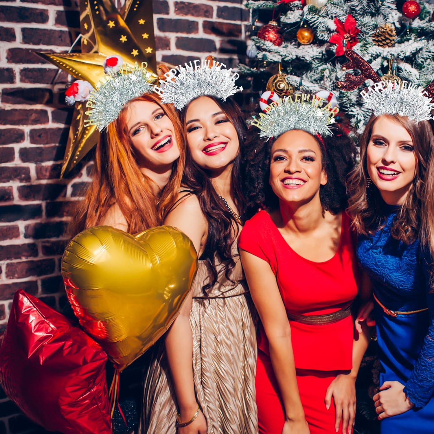 Jevenis 4 PCS Silver Stars Headband Happy New Year 2026 Party Headband New Year Eve Party Supplies Hat Eve Party Photo Booth Props image number 1