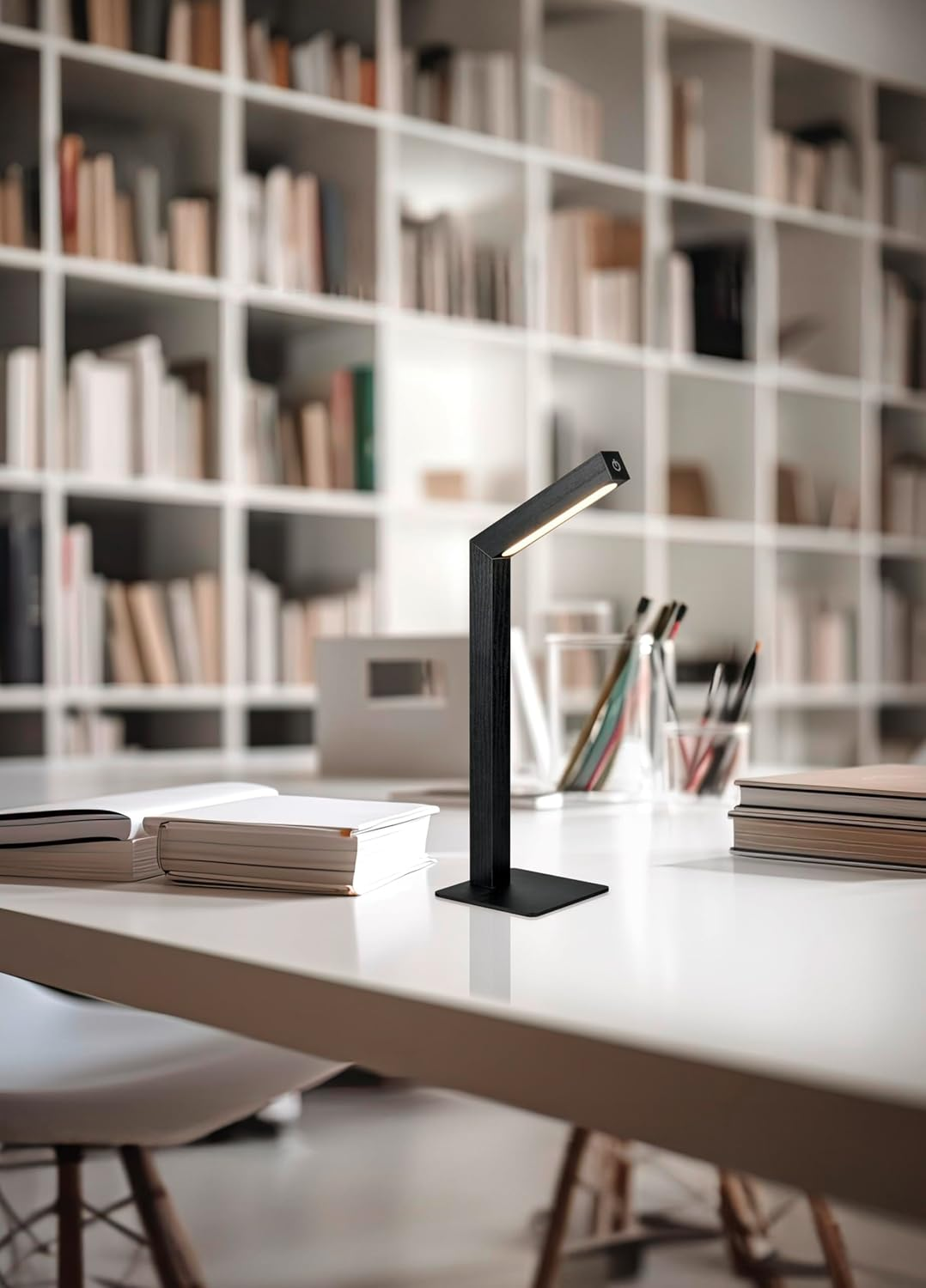 Reality Leuchten Skip R55951132 LED Battery Table Lamp Metal/Mdf Black Matt with 2 Watt LED, Sensor Dimmer, Magnetic Holder image number 2