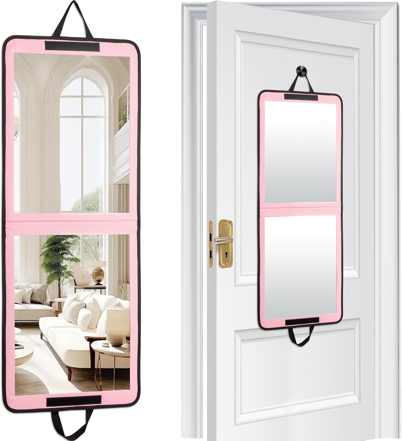 LPHUMEX Foldable Full Length Travel Mirror &ndash; 33&rdquo; Portable Shatterproof Hanging Mirror, Folding Full Length Travel Makeup Mirror for Camping, RV & Small Spaces