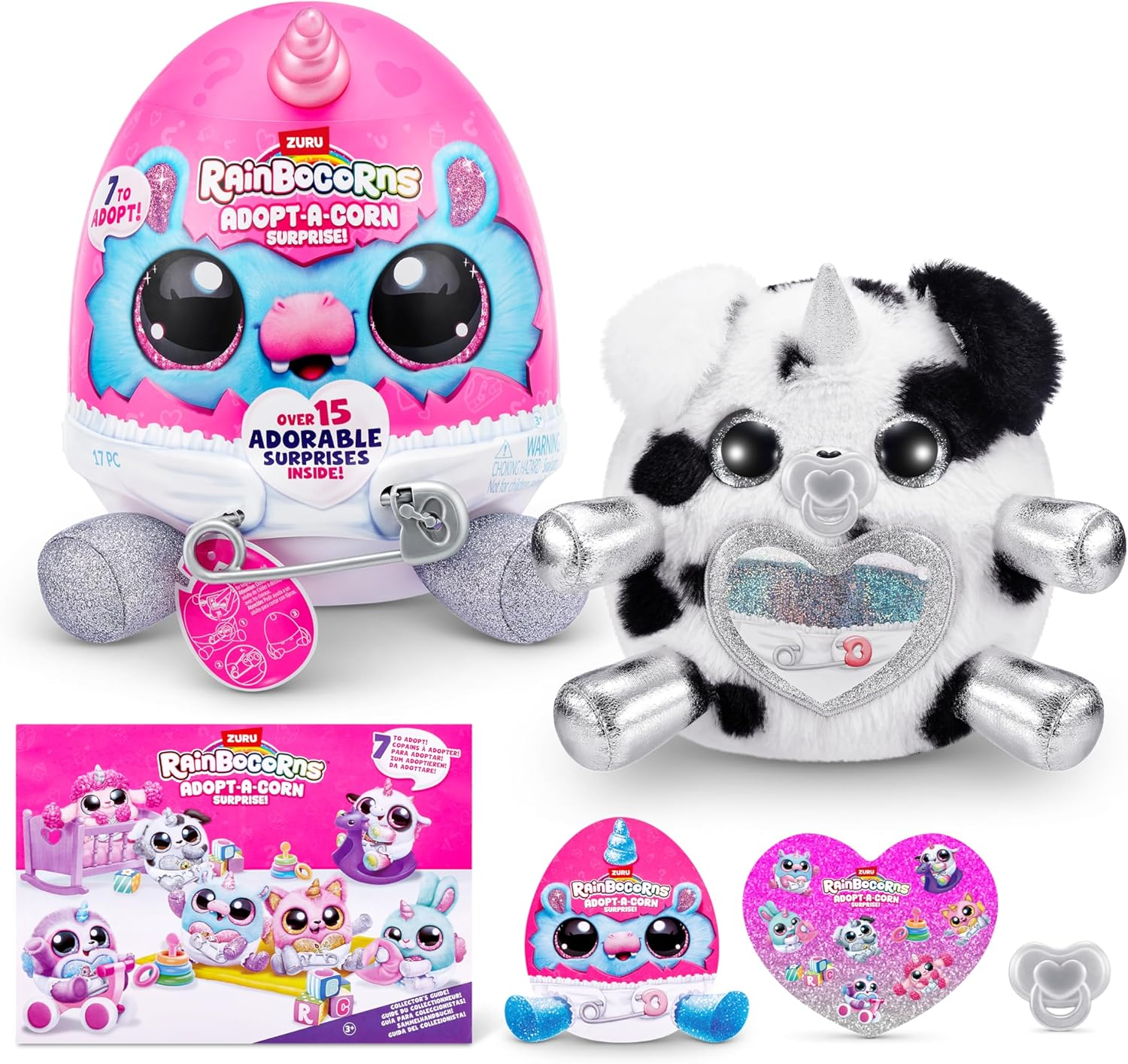 Rainbocorns Adpot-A-Corn, Kitten, Series 1, Nurturing Plush, 15 Surprises, Small (23.5 Cm)