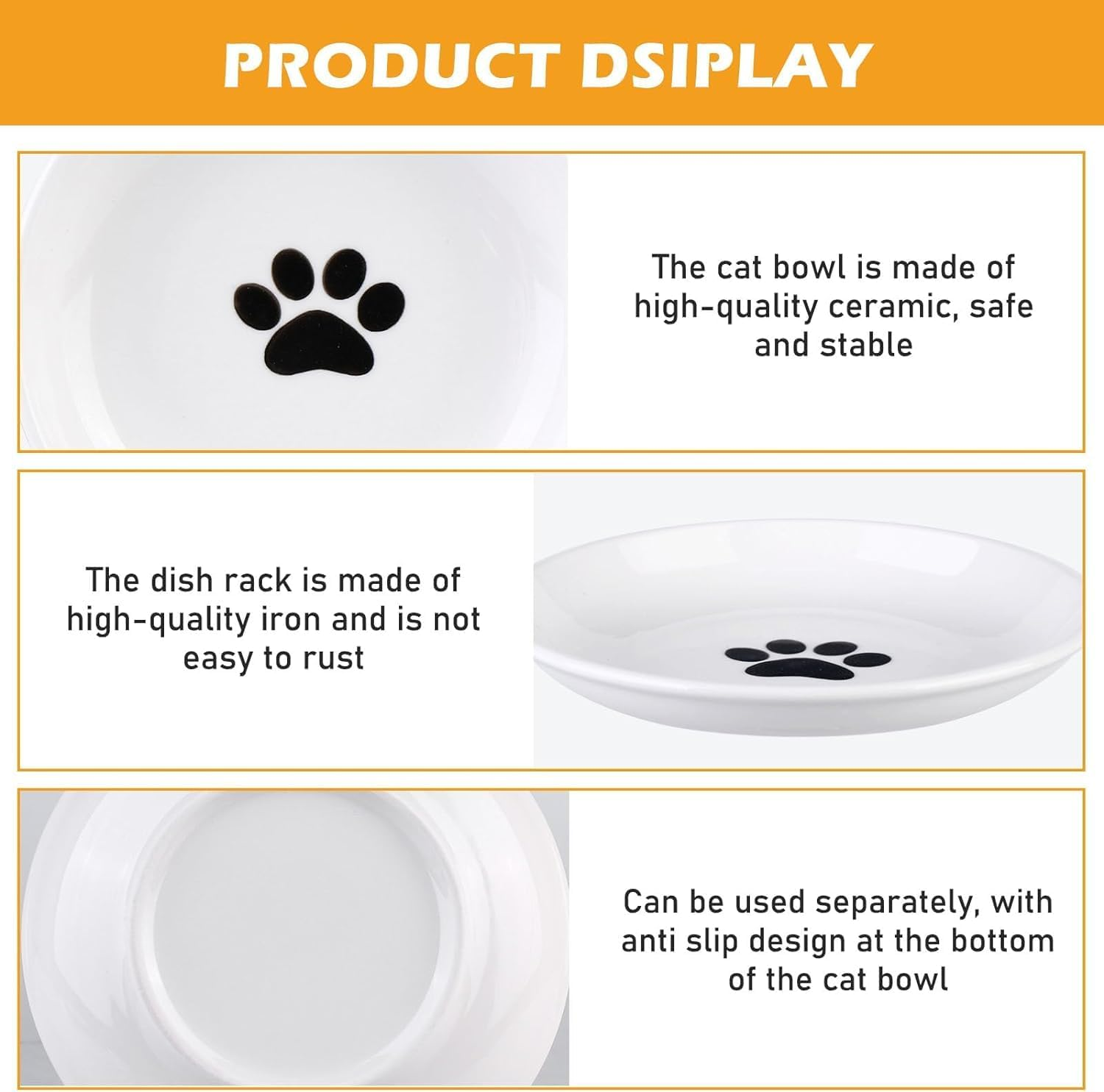 2-Piece Cat Bowls Black Raised Pet Bowl Prevent Neck Pain Feeding Wide Cat Bowl anti Vomiting Cat Feeding Plates with Non-Slip Mat (Green)