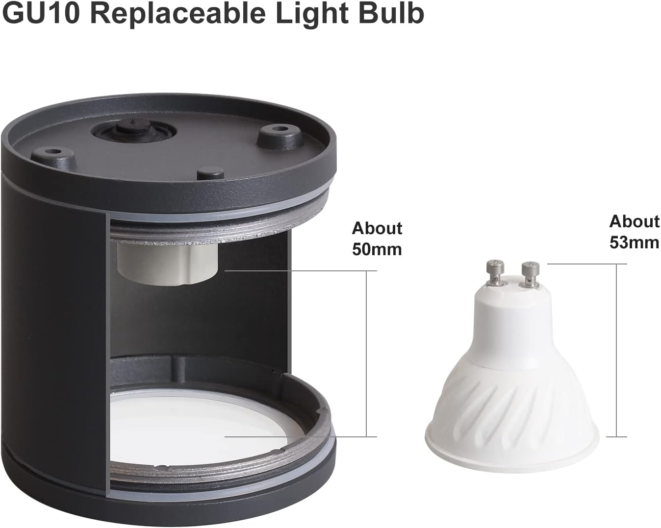 DAWALIGHT Surface Mounted Downlight GU10 5W LED Ceiling Spotlight IP44 Waterproof Outdoor Spot Lights Downlighters for Bathroom Kitchen Garden Living Room Corridor Restaurant, Aluminum, Dark Grey image number 1