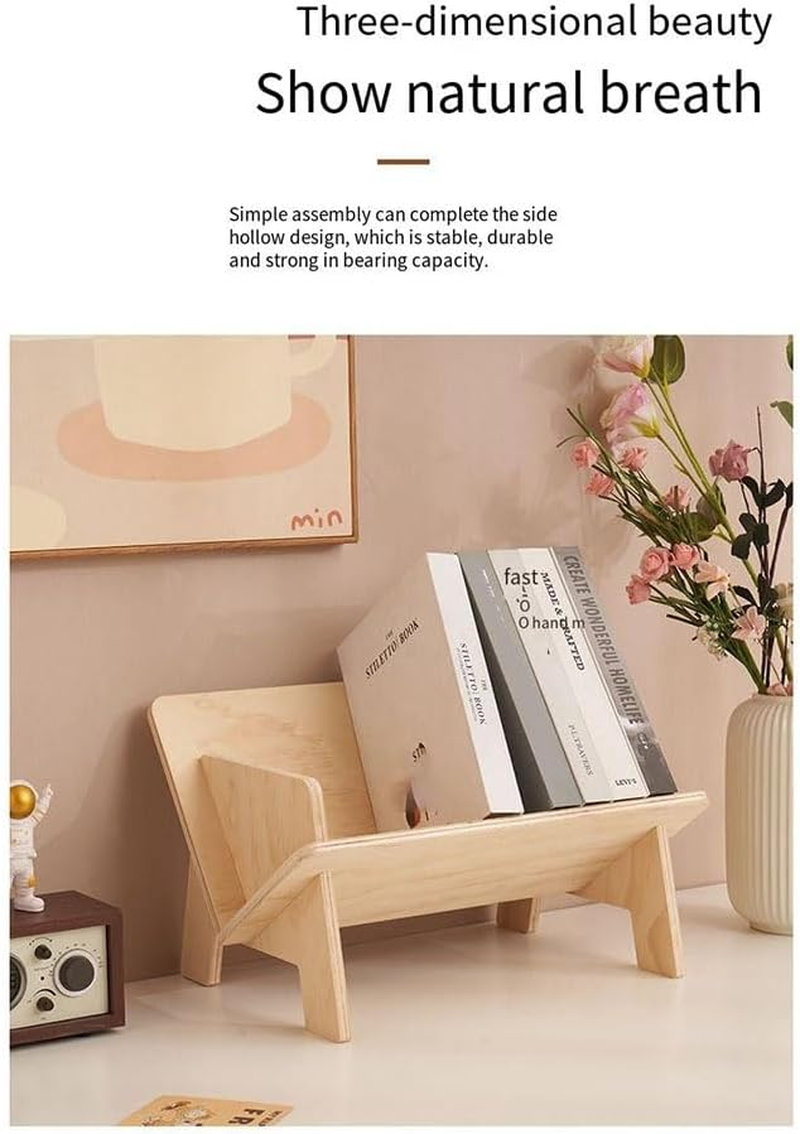 Wooden Tilted Tabletop Bookshelf Kids Bookcase Rustic Desktop Storage Organizer Display Bookshelf image number 4