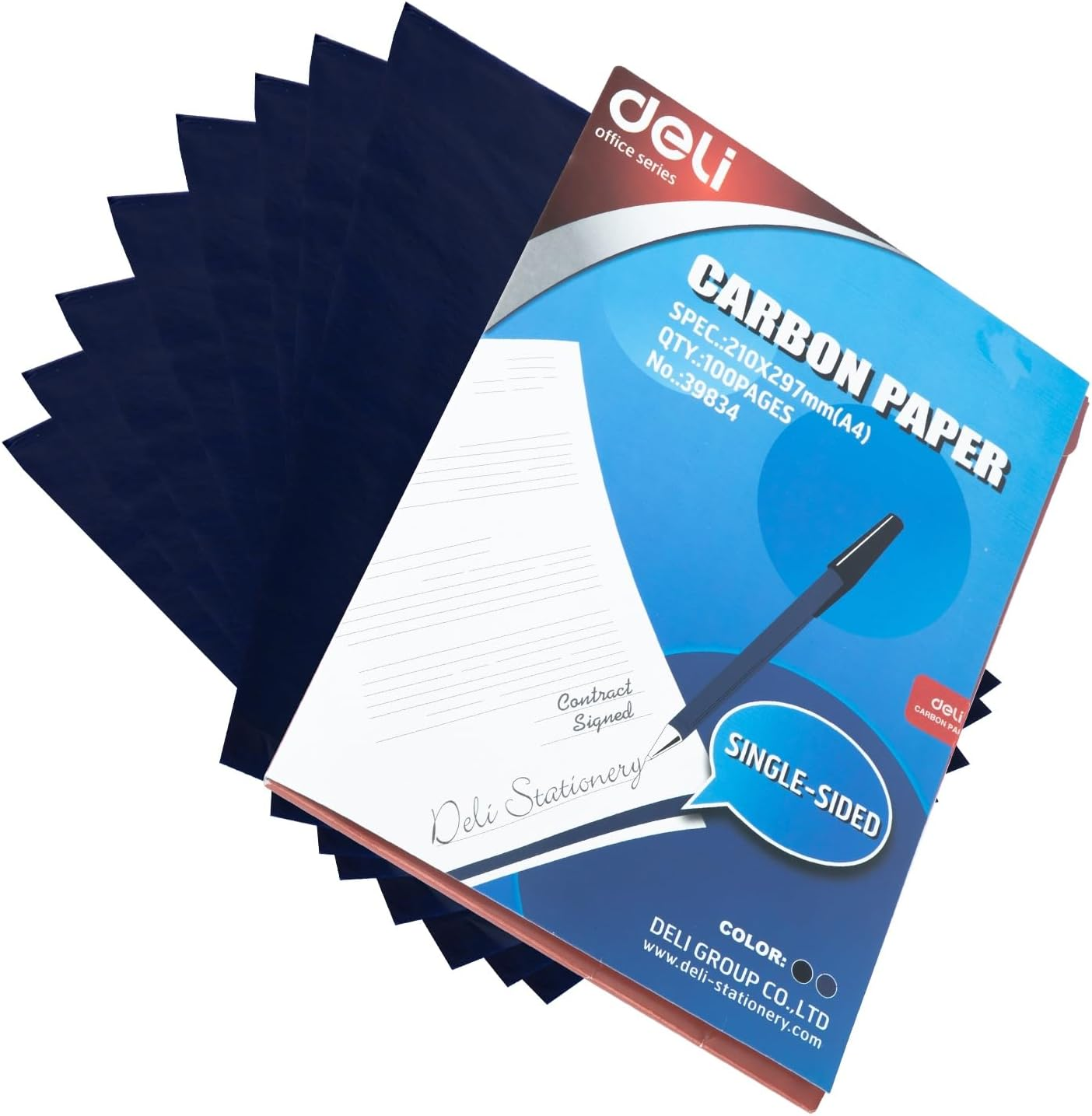 Deli Carbon Paper, Blue, A4 Size (100 Sheets) image number 1
