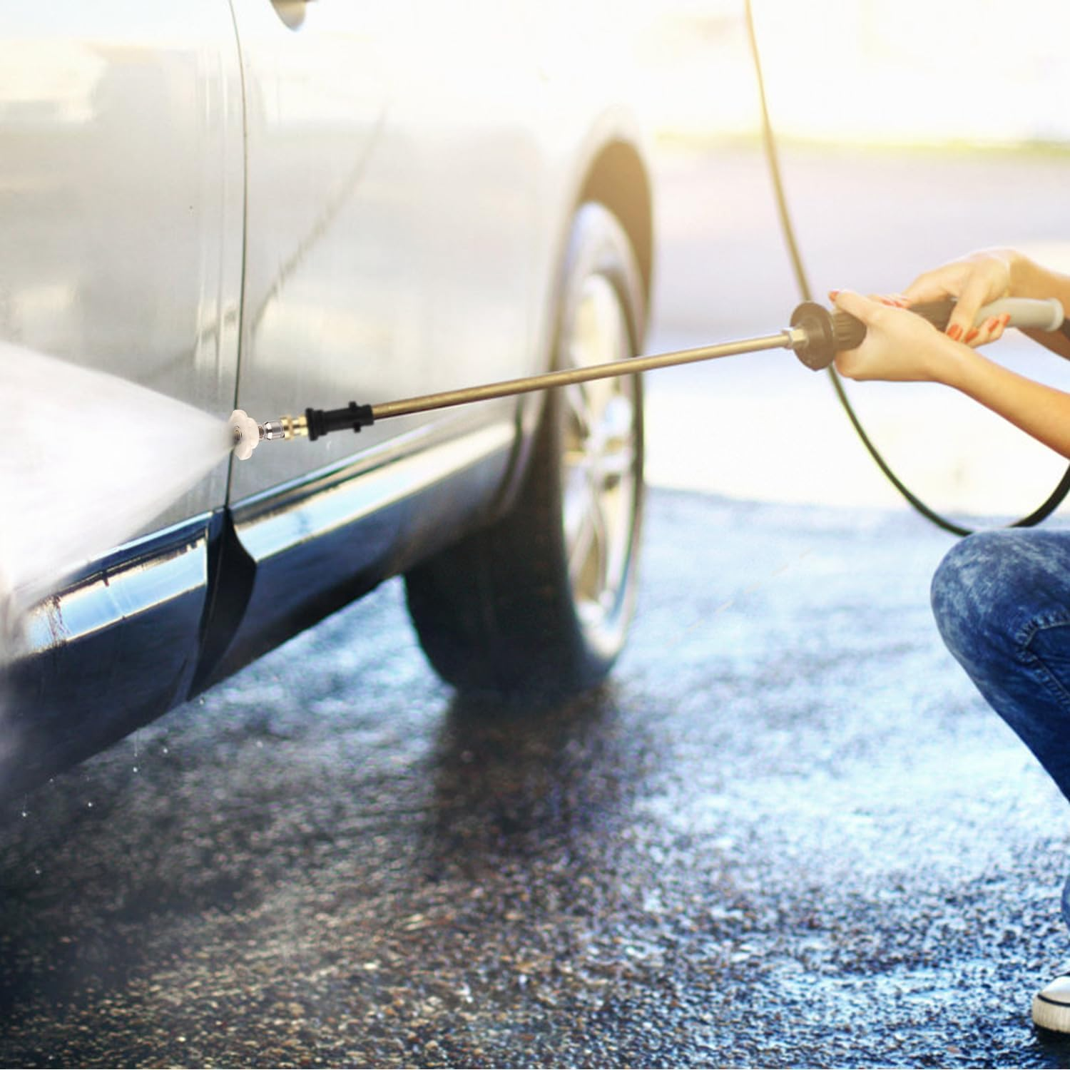 Gosknor Pressure Washer Adapter, 1/4 Inch High Pressure Cleaning Adapter with 5 Power Washer Spray Nozzle Tips Quick-Connect Pressure Washer Replacement Compatible with Karcher Pressure Washer image number 6