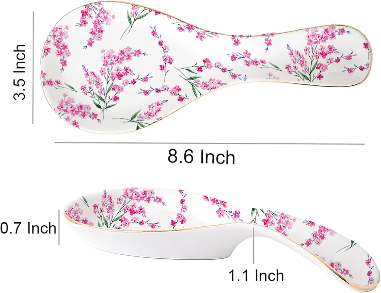 Ceramic Spoon Rest for Stove Top Kitchen Counter Large Spoon Holder Farmhouse Floral Flowers Print Coffee Spoon Cooking Utensil Tools Rest Modern Kitchen Decor image number 5