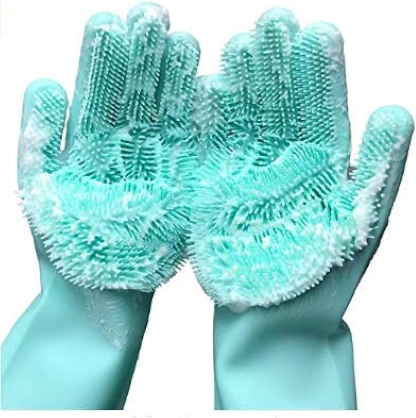 'Forliver Cleaning Gloves Dishwashing Cleaning Scrubber Glove for Housework, Kitchen, Bathroom Cleaning 1 Pair (13.6'' Large)'