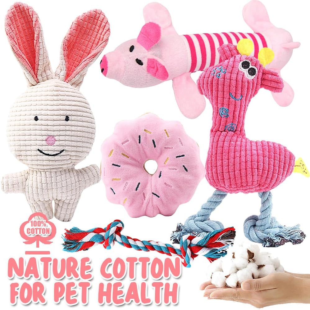 6Pcs Dog Toys for Small Dogs, Puppy Teething Toys from 8 Weeks, Puppy Chew Toys, Plush Dog Toys Set for Small Medium Dogs image number 6