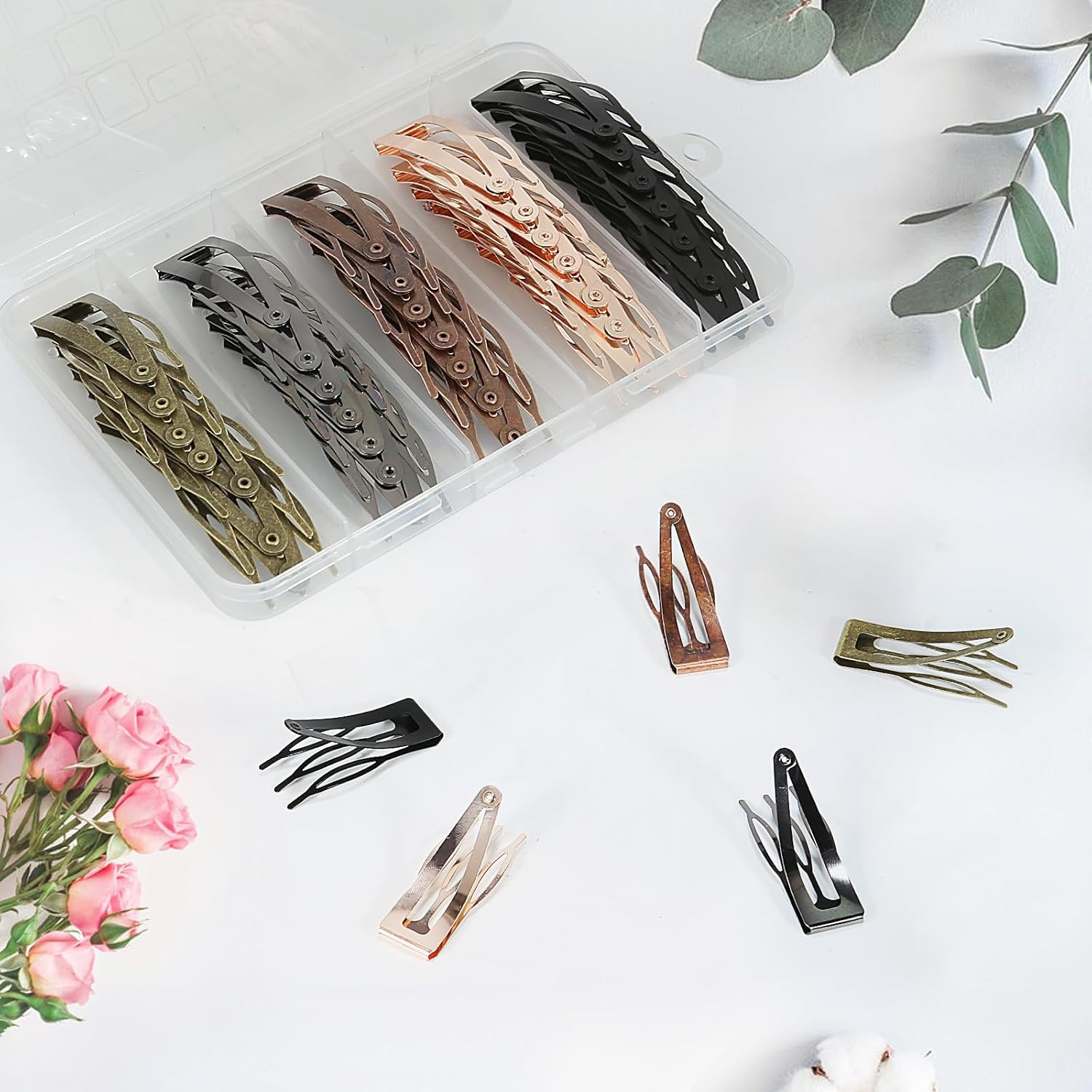 40 Pack Snap Hair Clips Hair Barrettes for Women Retro Metal Hair Barrettes 5 Colors Double Grip Hair Clips for Women Girls image number 6