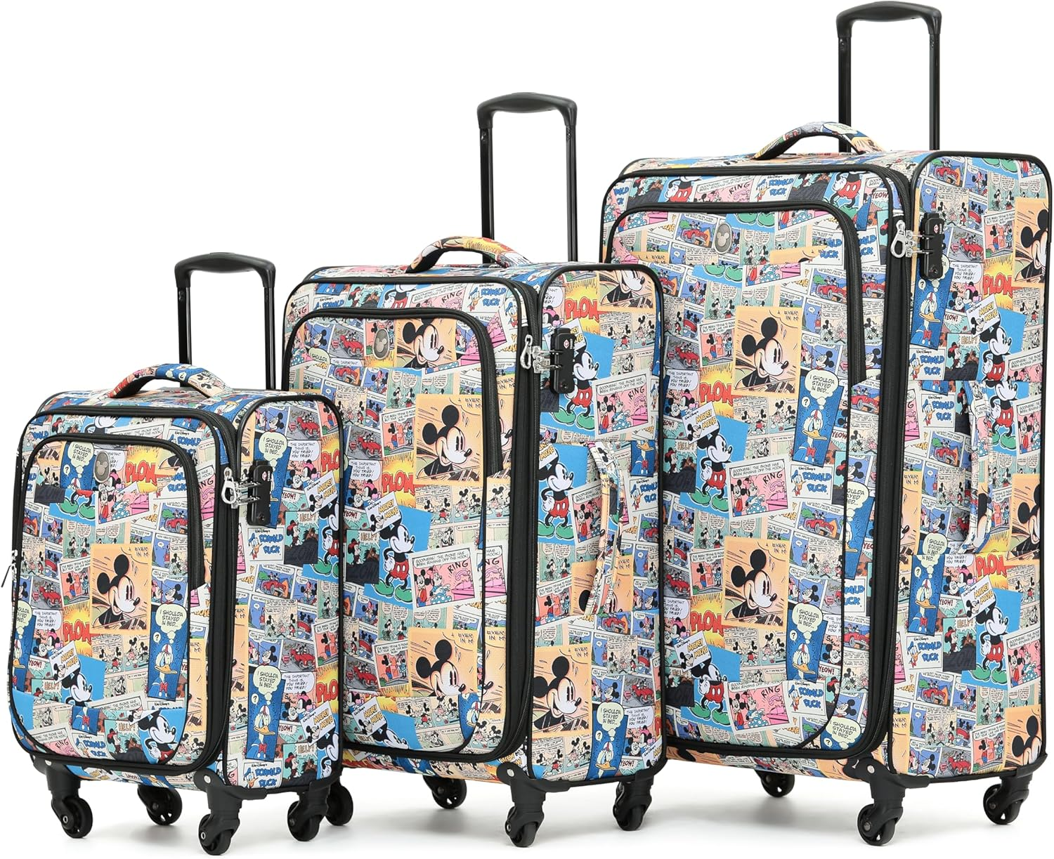 Disney Set of 3 Cases - Mickey Comic Softside Luggage Set, Multicolor image number 2