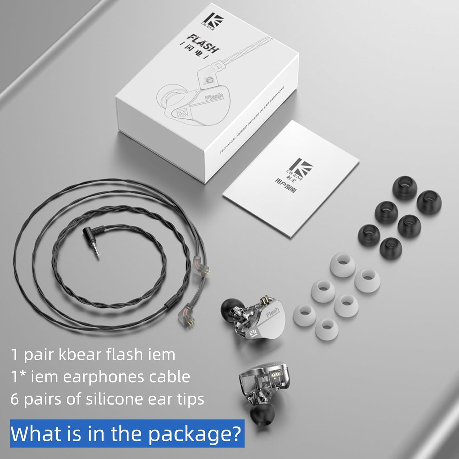 Yinyoo KBEAR Flash in Ear Monitors Hybrid DD BA Dynamic Headphones, Wired Earphones with 2Pin 0.78MM Detachable Cable, Comfortable Fit with Noise Isolation (Blue, No Mic) - Blue image number 5