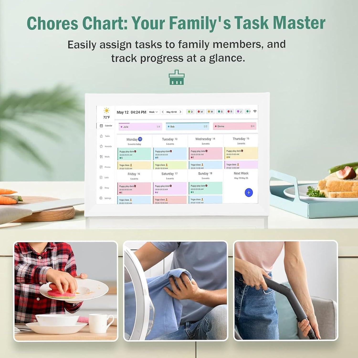 15.6 Inch Digital Calendar, Electronic Planner & Chore Chart, 1920 * 1080P Full HD Smart Touchscreen Interactive Display for Family Organizer Schedules, Desk & Wall Mount (AU) image number 5