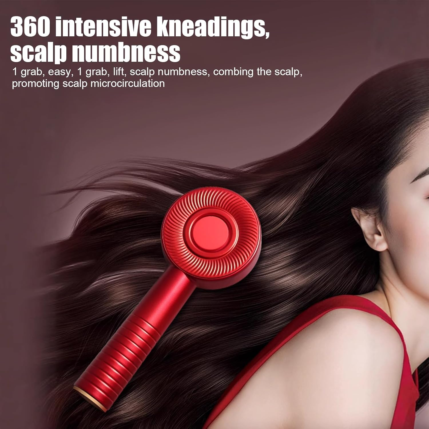 Rronnoy Scalp Massager | Electric Scalp Massager Brush | Comb Vibrating Waterproof Rechargeable Brush for Personal Care Beauty Home Travel Women Men - Red image number 5