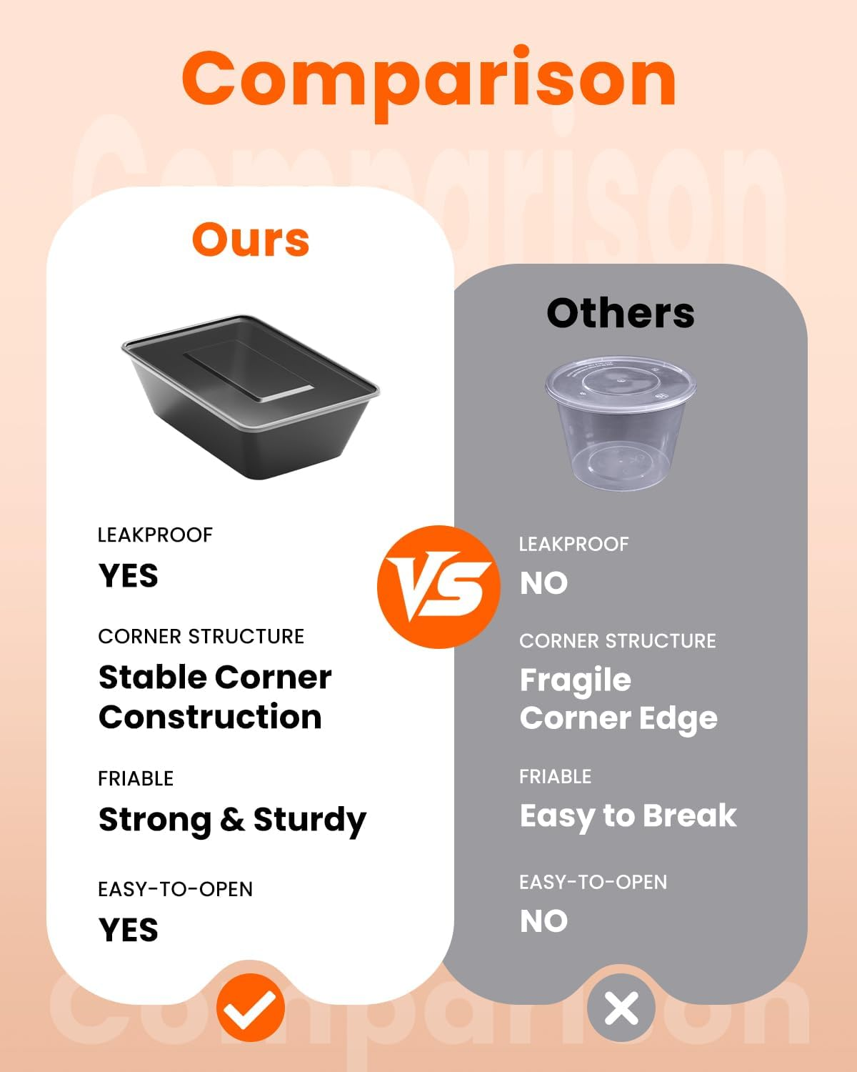 Sashion 65 Pack Meal Prep Container - 25Oz Takeaway Food Storage Containers with Lids, Bpa-Free Disposable Lunch Boxes, Stackable Plastic Food Box, Leakproof & Food Safe, Freezer Dishwasher Microwave image number 1