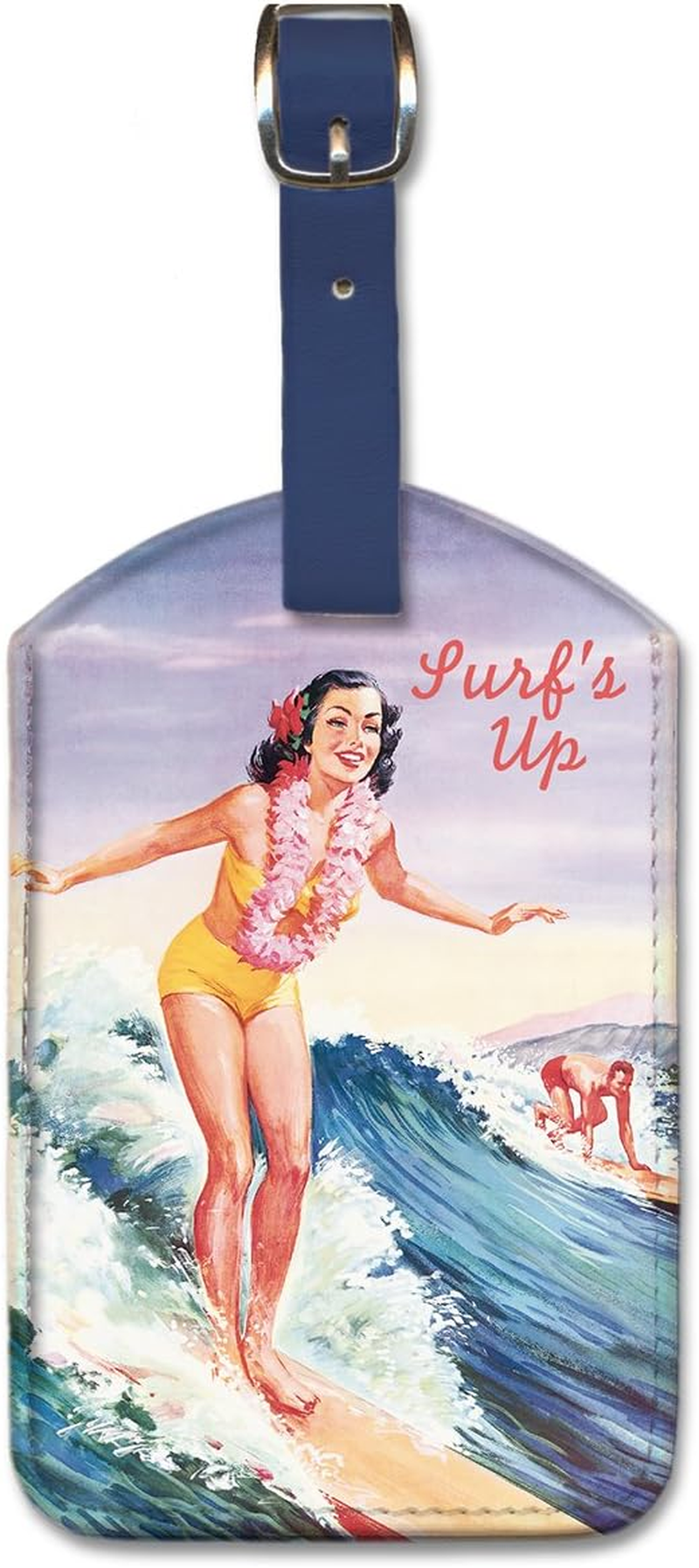 Pacifica Island Art Leatherette Luggage Baggage Tag - Surfs up by Lafferty