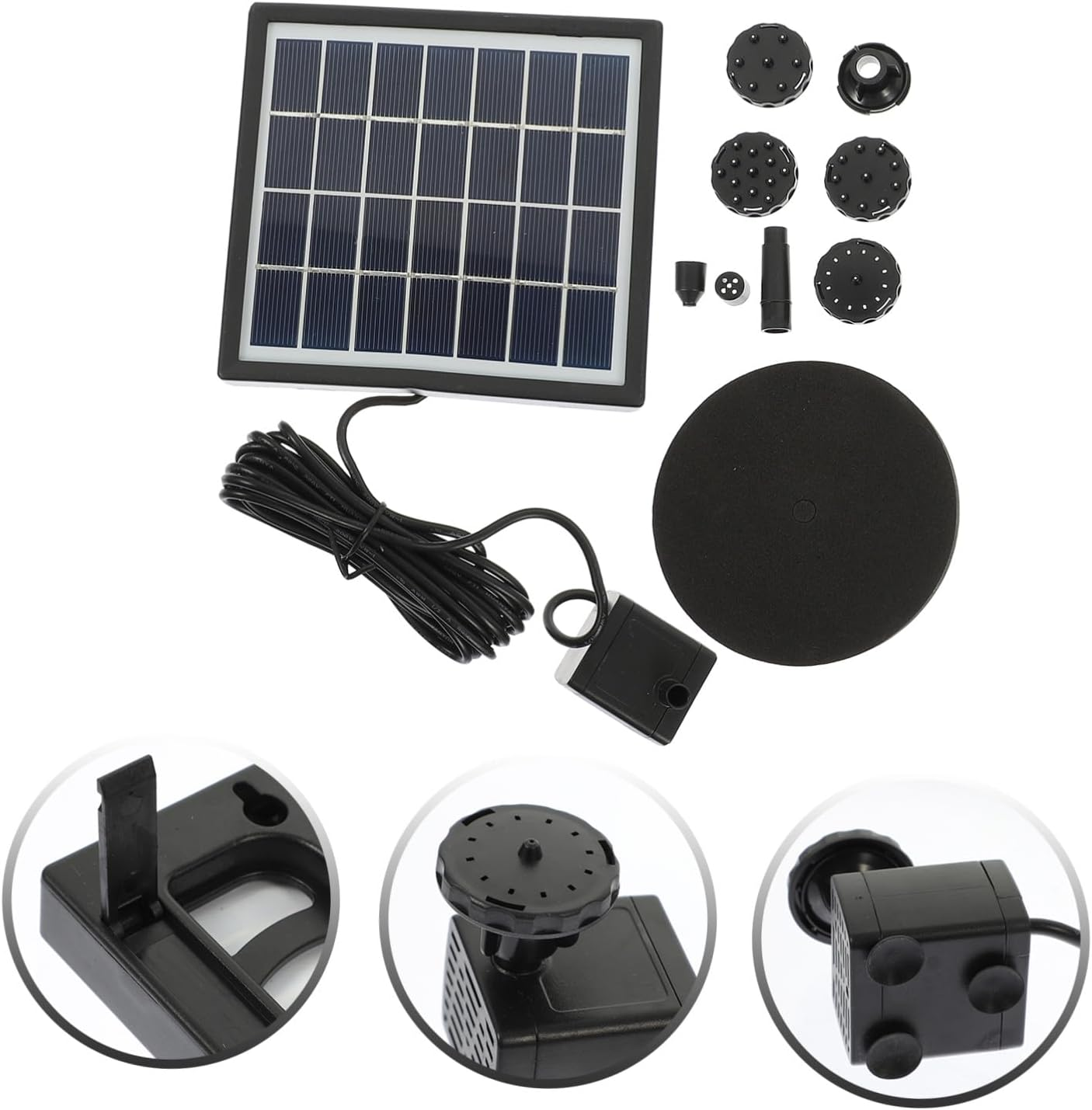 Angoily Solar-Powered Fountain Pump for Garden Small Pool Water Feature Outdoor Bird Bath Decor with Floating Design