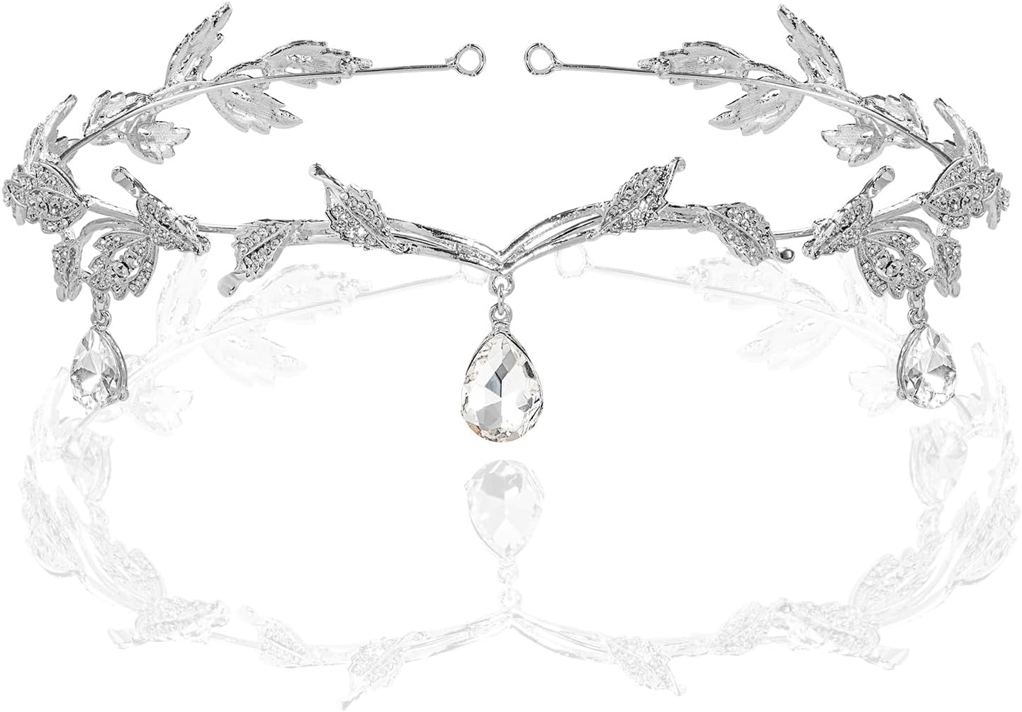 BABEYOND Crystal Leaf Wedding Headpiece Headband Bridal Bridesmaid Forehead Band Rhinestone Bridal Tiara Crown with Gift Box - Rose Gold image number 5