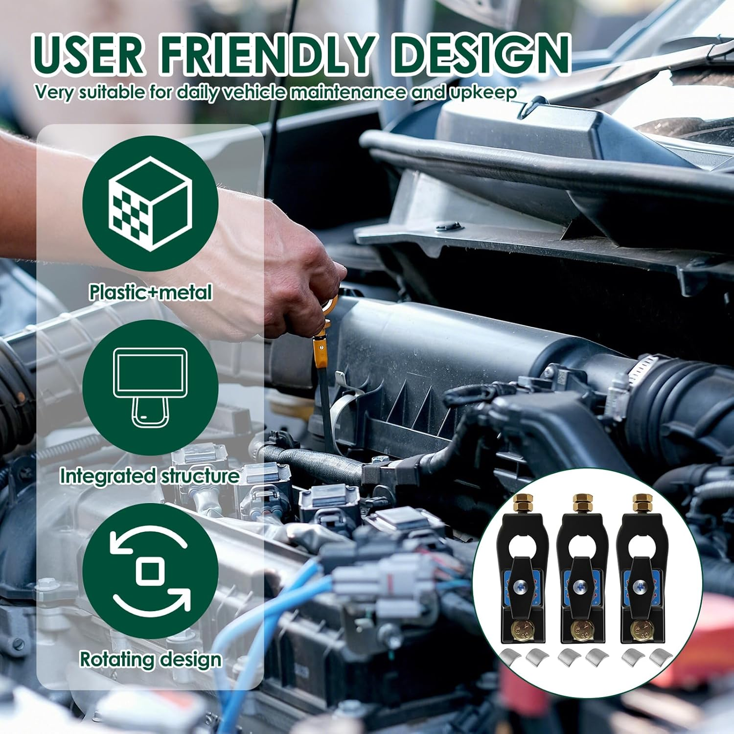 3Pcs Battery Disconnect Switch, 12V 24V Battery Power Cut Isolator Kill Switch, Universal Heavy Duty Battery Shut off Switch, Quick Disconnect for Car, Truck, RV and Boat