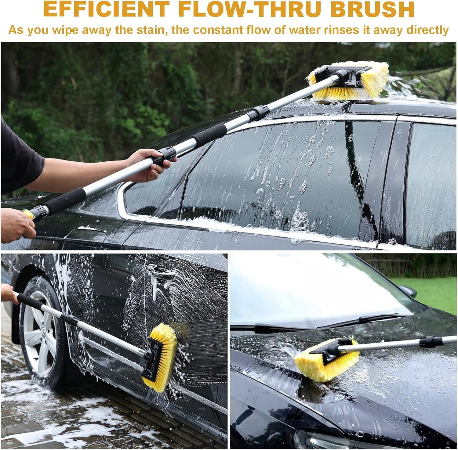 Car Wash Brush with Telescopic Handle, 52-157 Cm, Soft Bristle, No-Scratch for Cars, Trucks, Boats image number 1