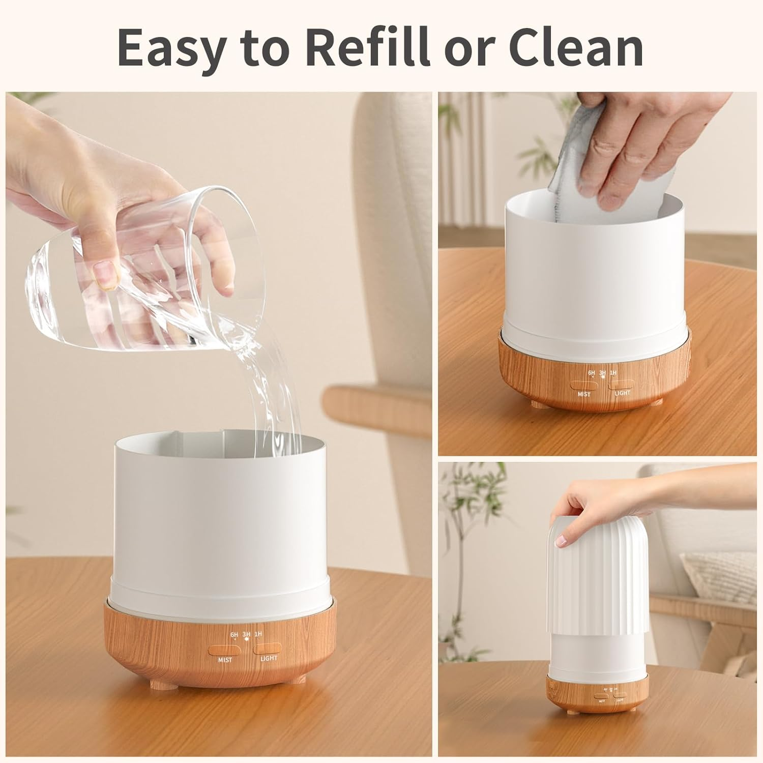 Essential Oil Diffuser for Bedroom, Quiet Humidifiers for Home, Ultrasonic 250ML Small Aromatherapy Diffuser, 7 LED Color Safety Auto-Off Timer, for Large Baby Bedroom, Hotel, Plant, Wood image number 2