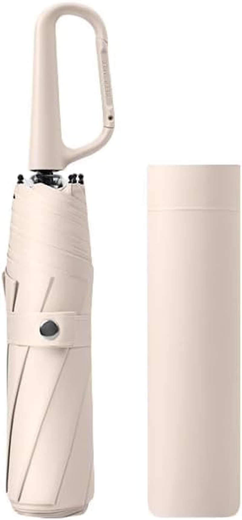 Compact Folding Umbrella Carabiner Handle Coating Layer Fabric Blocking UV Protection 99.9%/Car/Small Travel Backpack/Lightweight Portable/Rain Sun anti UPF 50/Men Women Kids