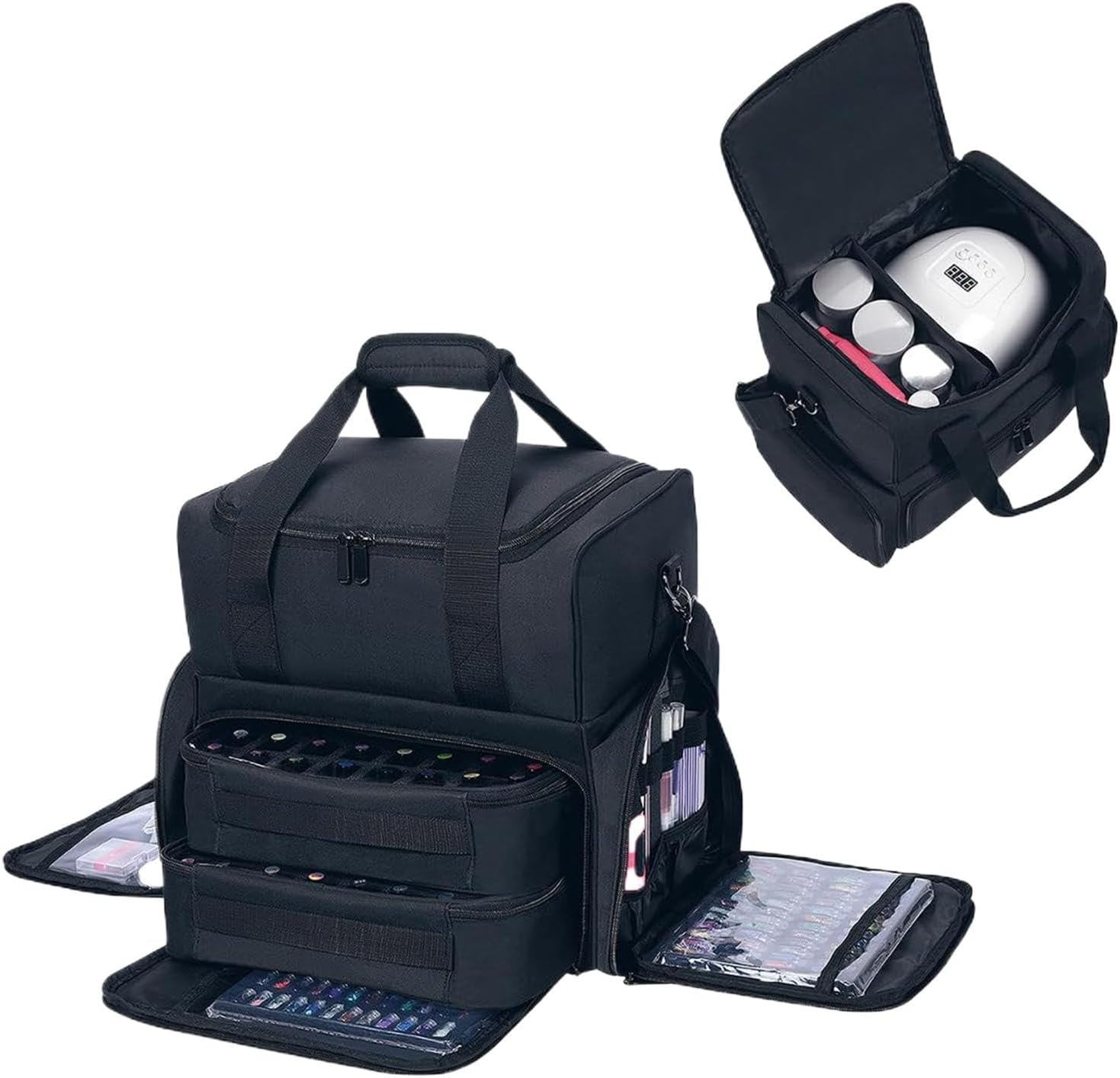 Nail Polish Organizer Bag,Travel Nail Varnish Storage Case with Removable Shoulder Strap,Nail Varnish Storage Bag Holds 70 Bottles,Nail Kit Bag,Nail Technician Case Nail Accessories for Nail Stuff image number 6