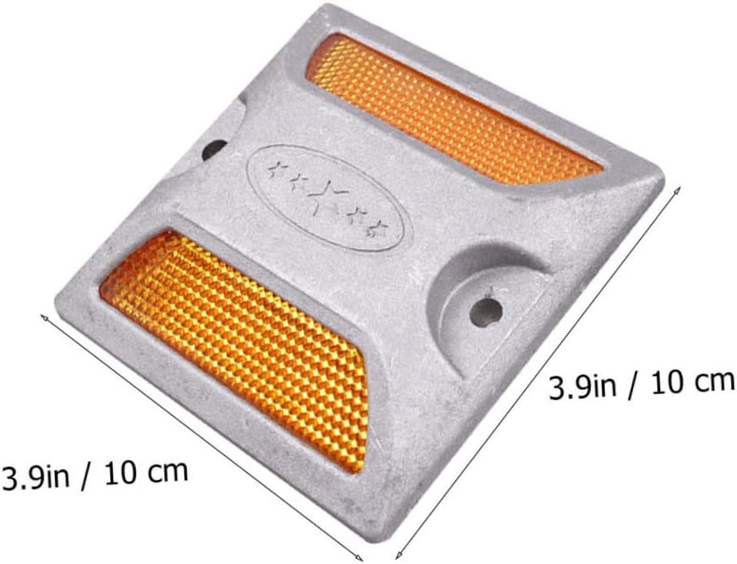 SEWOART 4Pcs Road Reflectors Reflective Sign Reflective Markers Reflective Driveway Markers Pavement Reflective Marker Pavement Markers Night Visibility Markers Road Markers Aluminum image number 3