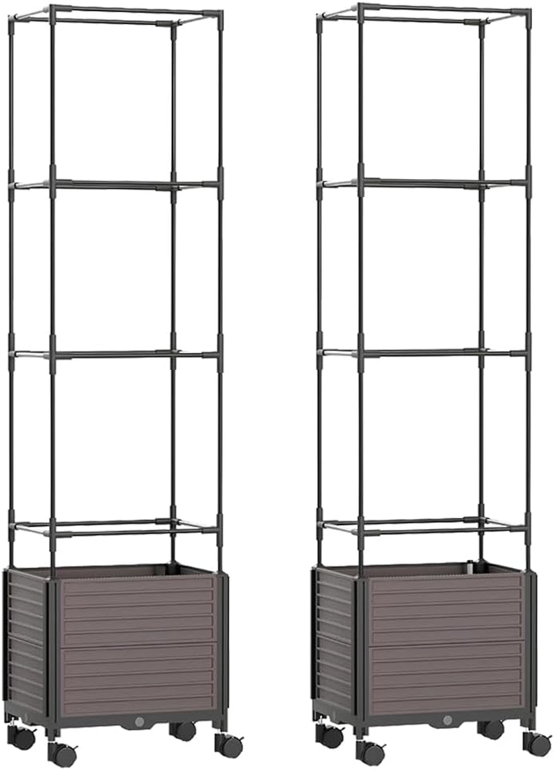 Springup 1 Pack Raised Garden Bed Planter Boxes with Trellis for Climbing Vegetables Plants 40X30X160Cm Sturdy Versatile Easy to Assemble Perfect for Patio Balcony or Garden