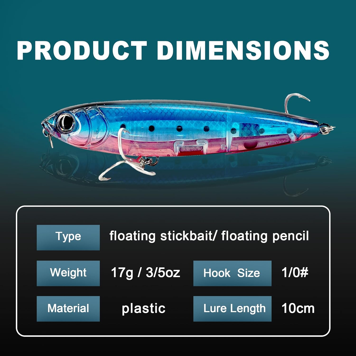 Keencatch Floating Stickbait Fishing Lure, Topwater Fishing Lure, Slippery Walk-The-Dog Lure for Saltwater/Freshwater Fishing image number 1