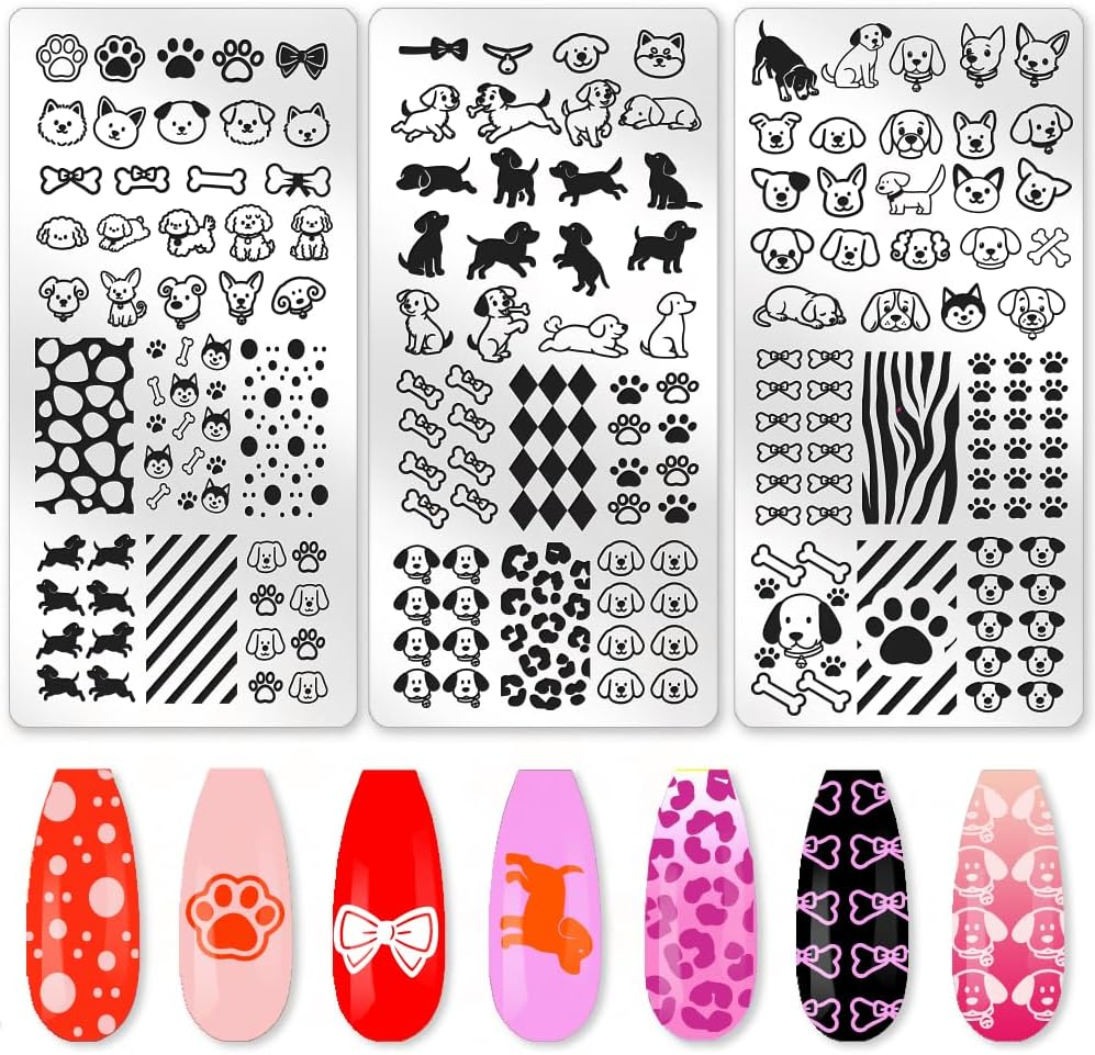 Benikmake 3Pcs Flame Nail Stamping Plate Nail Printing Stainless Stencil for Manicure Salon Fire Element 6X12Cm 2.36X4.7Inch