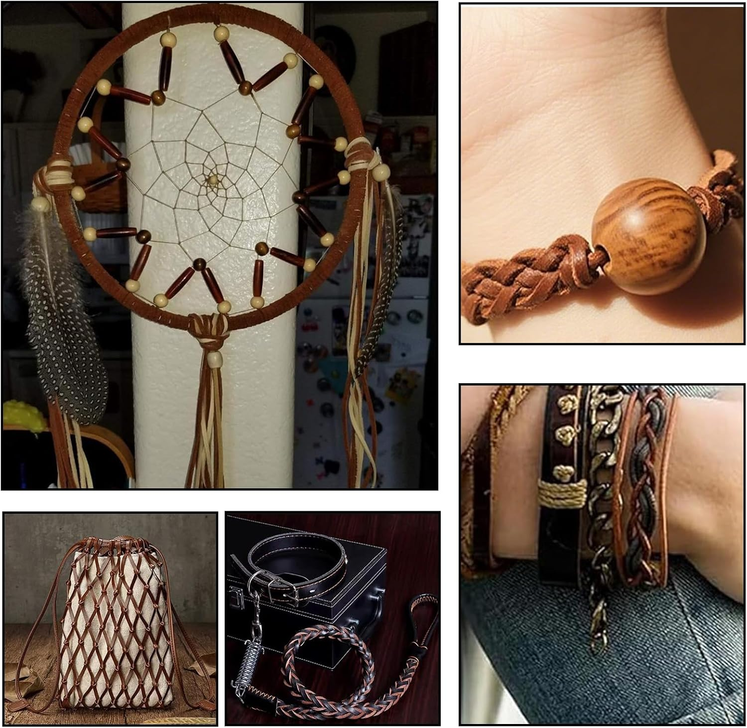 Rylaxzon Leather String for Bracelet Necklace Beading DIY Handmade Crafts, 3Mm Cord for Jewelry Making, Leather Necklace Cord, Garden Tools, Dark Brown for Toys, Woven Bags and DIY Bracelets, Braiding image number 4