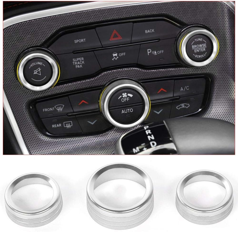 Voodonala Air Conditioner Switch CD Button Knob for Dodge Challenger 2015-2024 Charger Chrysler 300 300S 2015-2019, for Ram 2013-2018 (Aluminum Alloy Red)