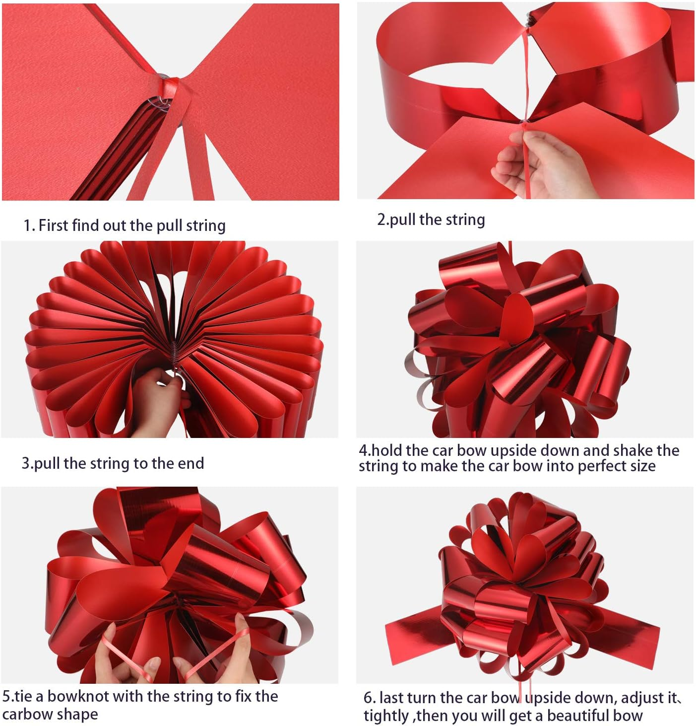 Car Bow Pull Bow Car Gift Wrapping Bow with 20 Ft Car Ribbon for Car Decor Wedding New Houses Party Celebration (Red, 25 Inch)