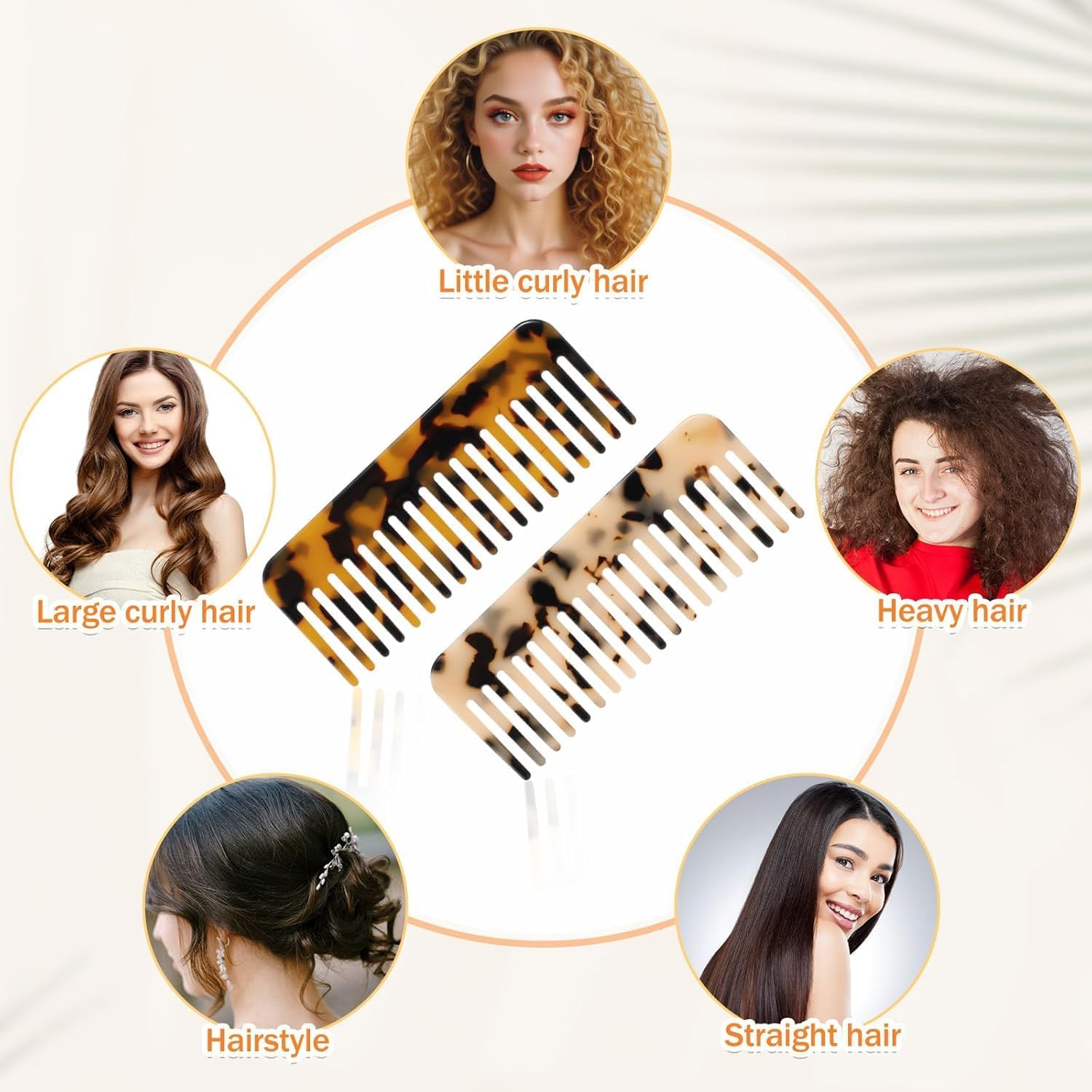 Wide Tooth Detangling Comb, Acetate Hair Tools &ndash; Large Size for Thick/Curly/Wavy Hair, Wet/Dry Use, Leopard Print Pocket Design, Gentle Detangler（2-Pack） image number 2