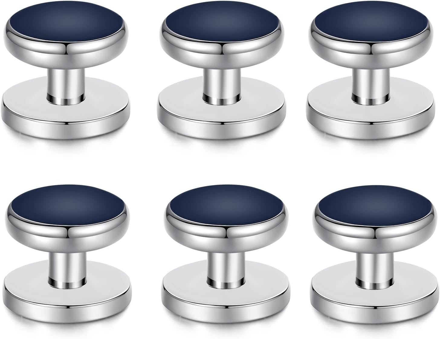 HONEY BEAR 8Pcs Set Cufflinks and Studs - Black Onyx, for Men Shirts Tuxedo Wedding Gift image number 1