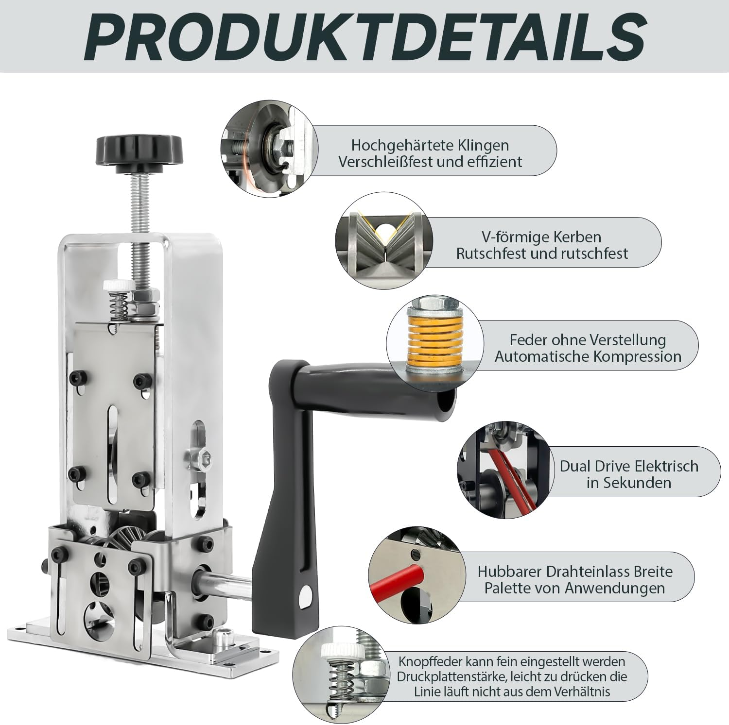 LILOOVKE Wire Stripper 1-25Mm Tool Wire Stripper Machine for Hand Crank or Drill Powered Manual Can Be Fixed or Removed Cable Stripper for Copper Scrap Recycling（Silver） image number 1