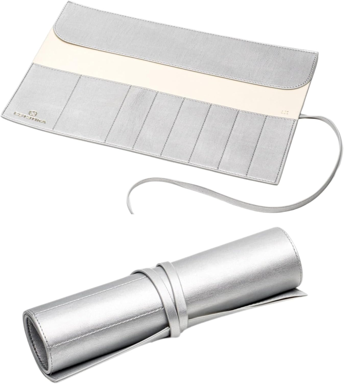 ESTETIKA Travel Makeup Brush Roll Holder Organizer for Women Luxury Brush Pouch Portable Chic Case for Makeup Brushes &ndash; Holds 10 Brushes, Stylish Cosmetic Beauty Essentials Storage Pouch (Black),