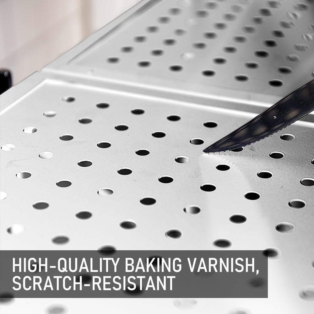 ALSTON Utility Storage Rack Shelving with Wheels & Hooks, 5 Tier Commercial Supermarket Shelf Display Rack Metal Shelving Display Storage Rack Home Organizer Snack Rack