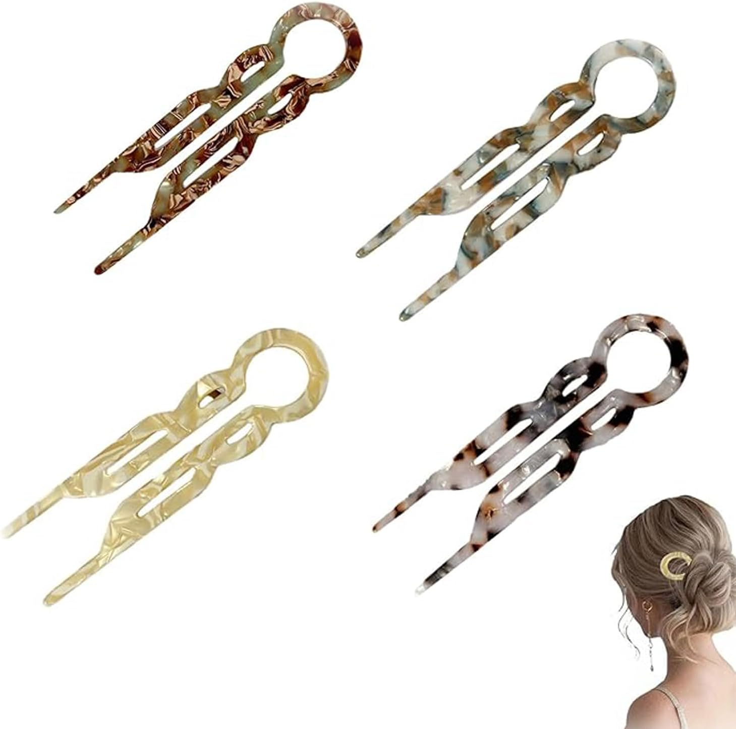 WEZCHUGHAOL U Shaped Hair Pins - Elegant Bobby Pins for Women, Strong Grip Hair Clips, Secure U-Shape Hairpins for Fine/Thick Hair, Versatile Hair Accessories for Wedding, Work, Daily Use (12-Pack) image number 4